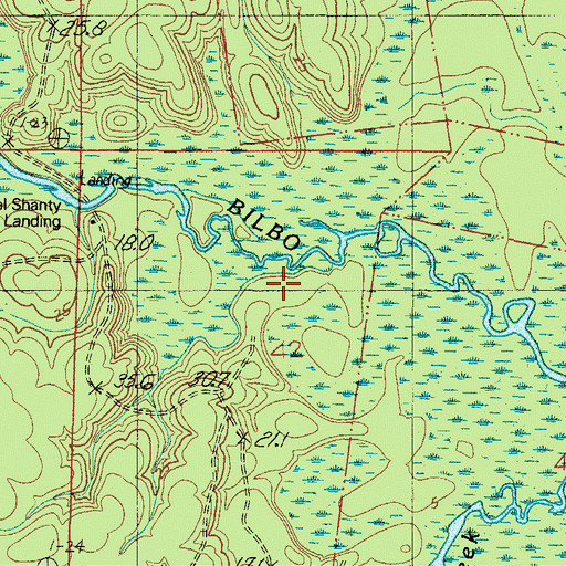 Topographic Map of Pine Bluff Landing, AL