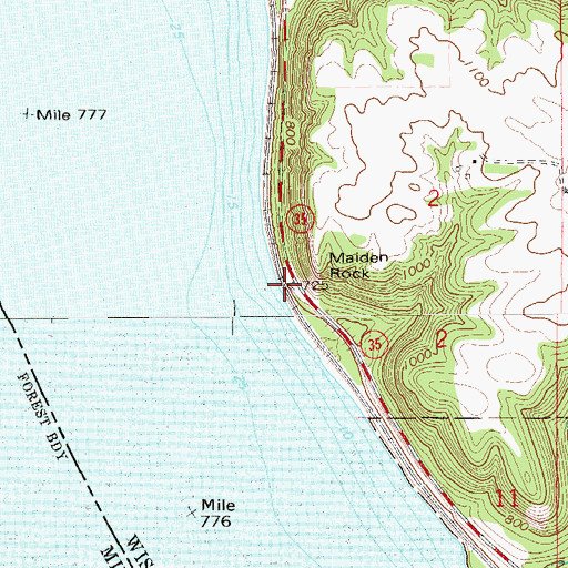 Topographic Map of Maiden Rock, WI