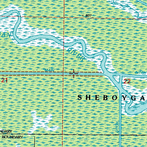 Topographic Map of Main Ditch, WI