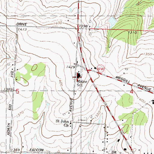 Topographic Map of Maine Elementary School, WI