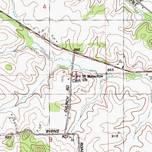 Topographic Map of Saint Malachys Church, WI
