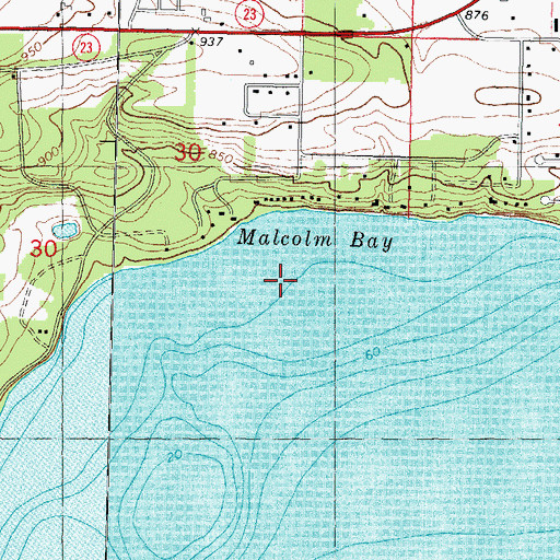 Topographic Map of Malcolm Bay, WI