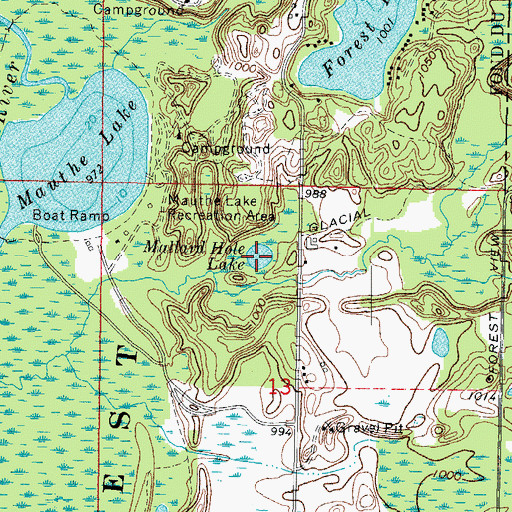 Topographic Map of Mallard Hole Lake, WI