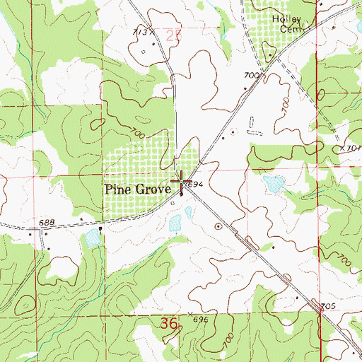 Topographic Map of Pine Grove, AL