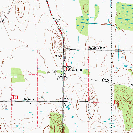 Topographic Map of Malone, WI
