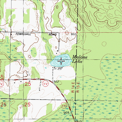 Topographic Map of Malone Lake, WI