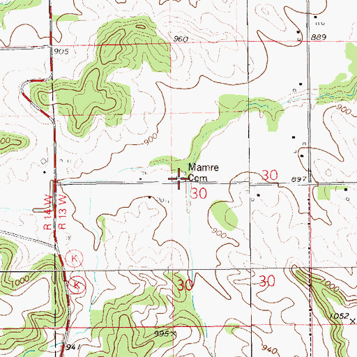 Topographic Map of Mamre Cemetery, WI