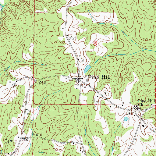 Topographic Map of Pine Hill, AL