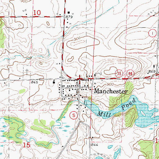 Topographic Map of Manchester, WI