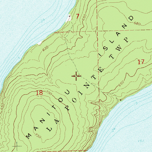 Topographic Map of Manitou Island, WI