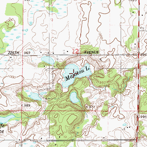 Topographic Map of Manitou Lake, WI