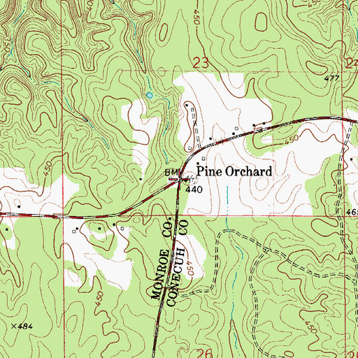 Topographic Map of Pine Orchard, AL
