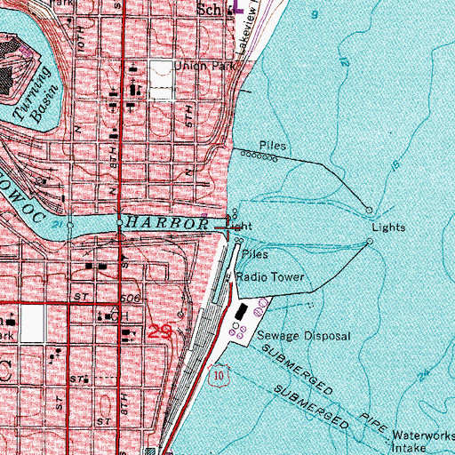 Topographic Map of Manitowoc River, WI