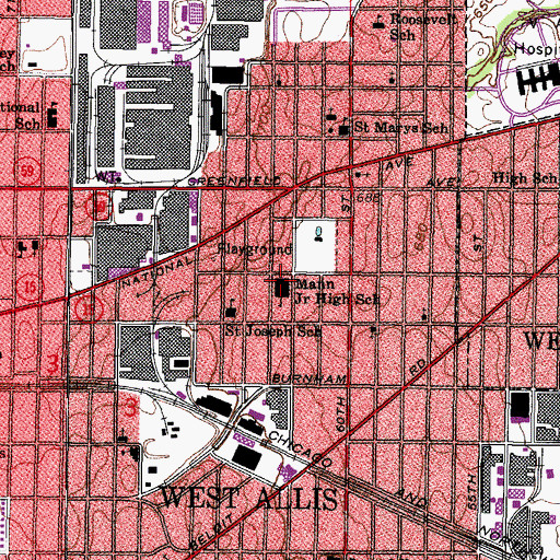 Topographic Map of Horace Mann Elementary School, WI