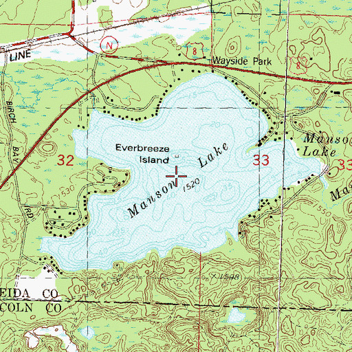 Topographic Map of Manson Lake, WI