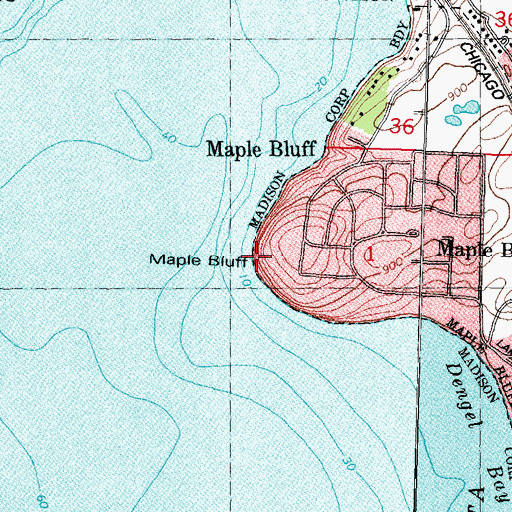 Topographic Map of Maple Bluff, WI
