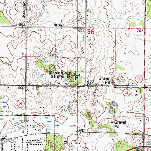 Topographic Map of Maple Crest Sanitarium, WI