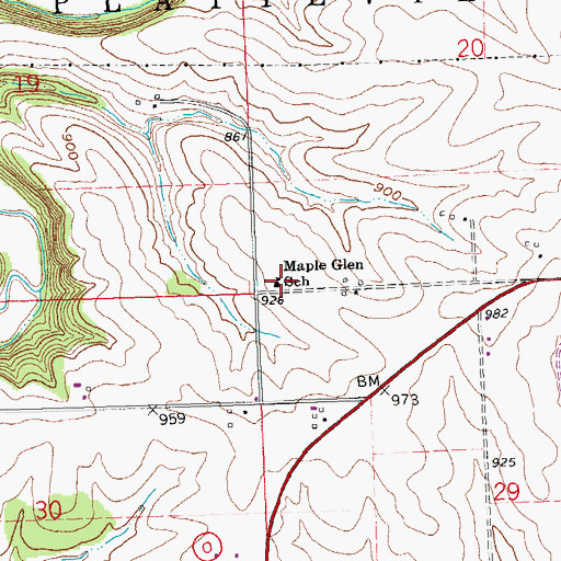 Topographic Map of Maple Glen School, WI