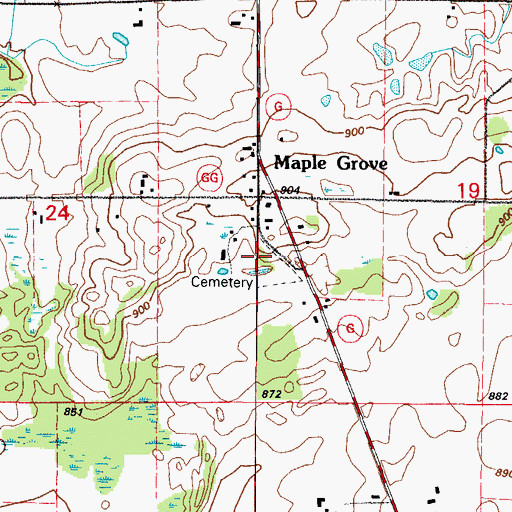 Topographic Map of Maple Grove, WI
