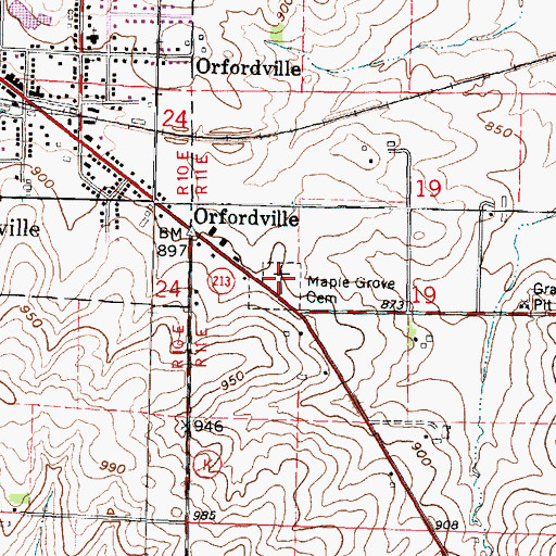 Topographic Map of Maple Grove Cemetery, WI