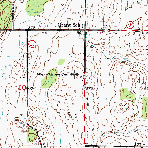 Topographic Map of Maple Grove Cemetery, WI