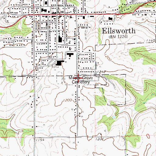 Topographic Map of Maple Grove Cemetery, WI