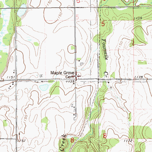 Topographic Map of Maple Grove Cemetery, WI