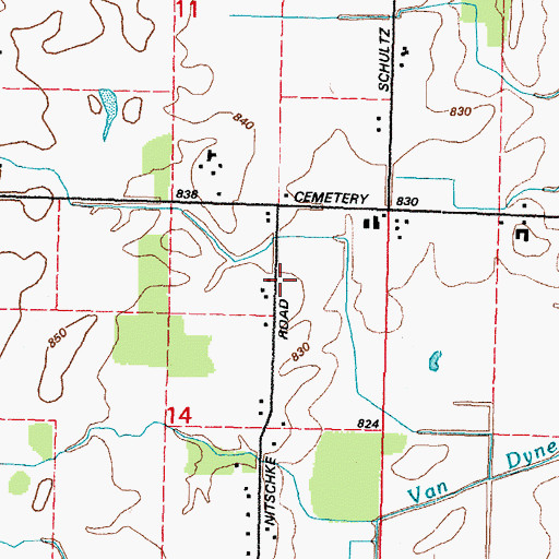 Topographic Map of Maple Grove School, WI