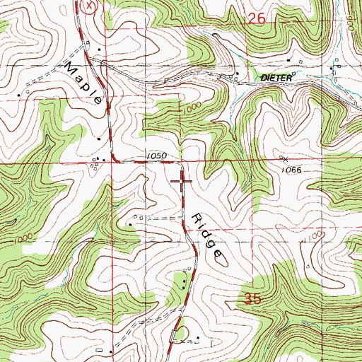 Topographic Map of Maple Ridge, WI