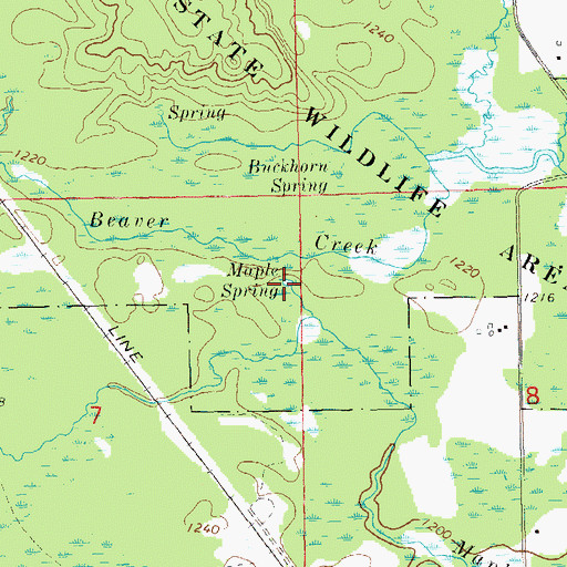 Topographic Map of Maple Spring, WI
