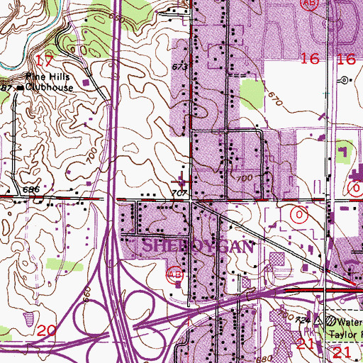 Topographic Map of Mapledale School, WI