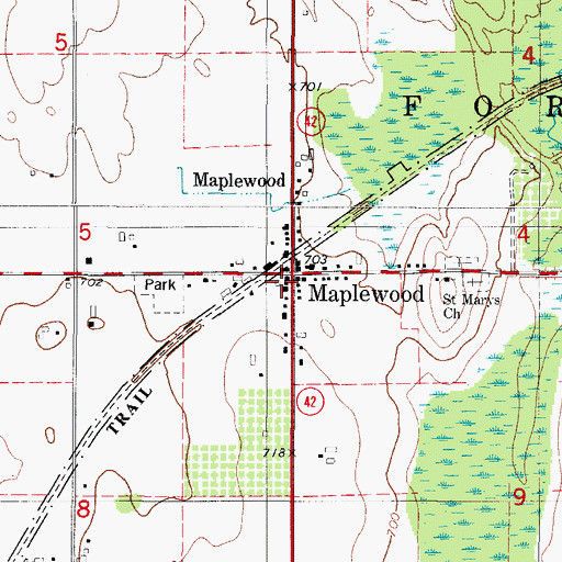 Topographic Map of Maplewood, WI