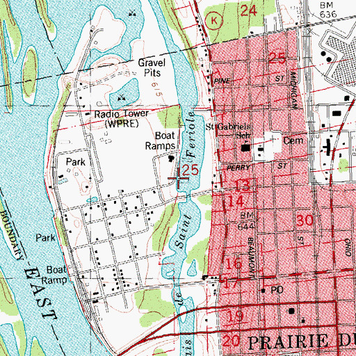 Topographic Map of Marais de Saint Feriole, WI