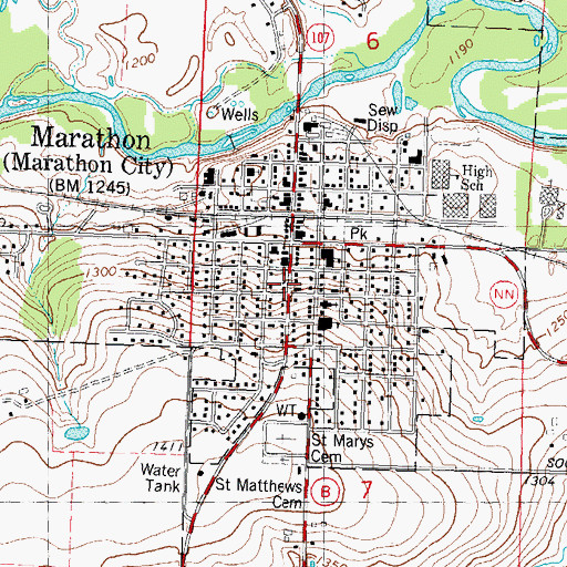 Topographic Map of Marathon, WI