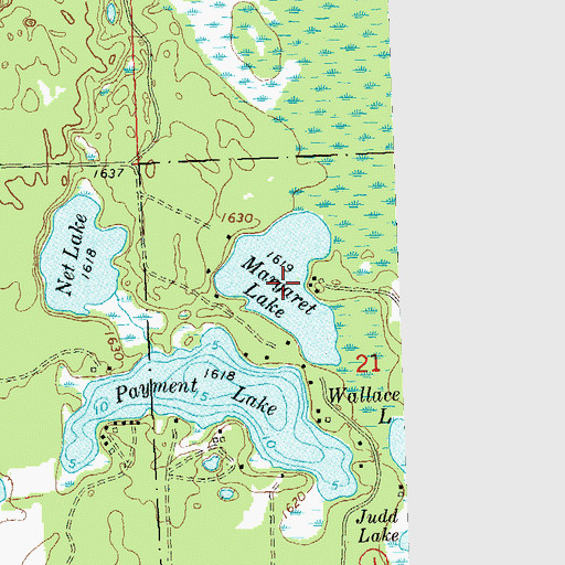 Topographic Map of Margaret Lake, WI