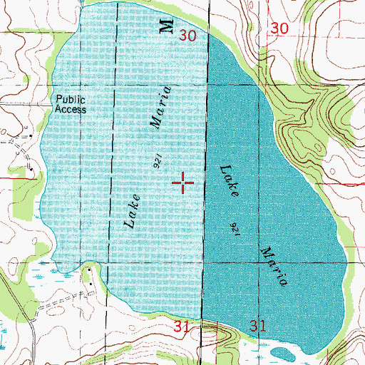 Topographic Map of Lake Maria, WI