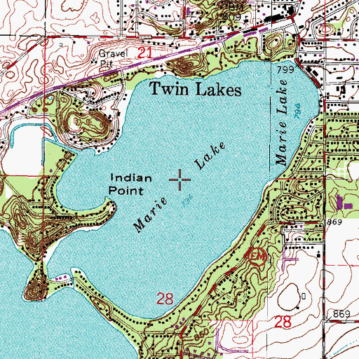Topographic Map of Lake Mary, WI