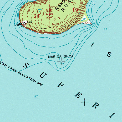 Topographic Map of Marina Shoal, WI