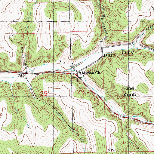 Topographic Map of Marion Church, WI