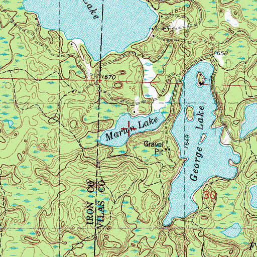 Topographic Map of Marion Lake, WI
