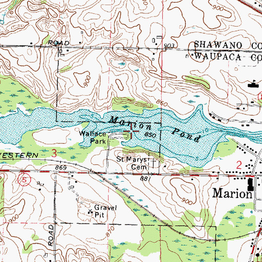 Topographic Map of Marion Pond, WI