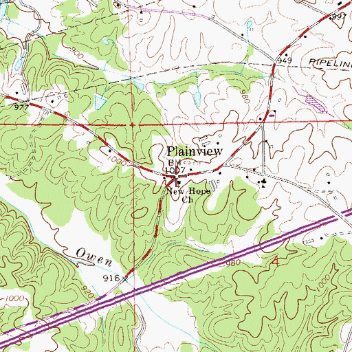Topographic Map of Plainview, AL