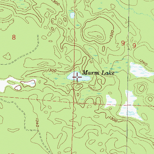 Topographic Map of Marm Lake, WI