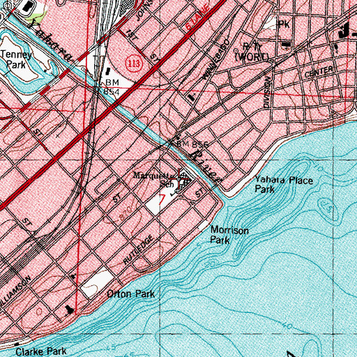 Topographic Map of Marquette Elementary School, WI