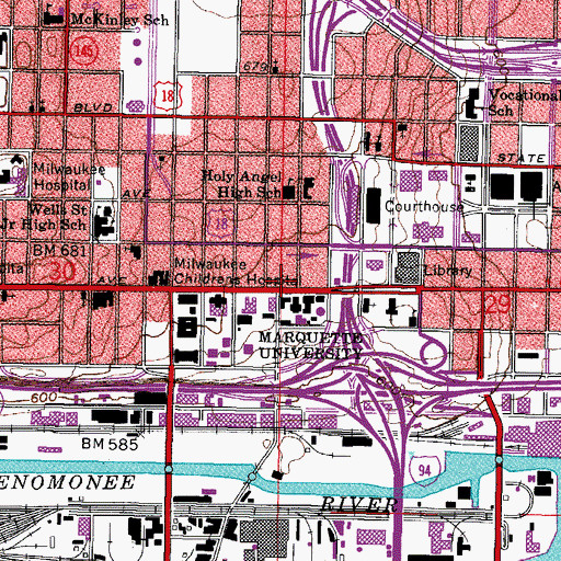 Topographic Map of Marquette University, WI