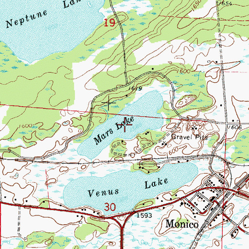 Topographic Map of Mars Lake, WI