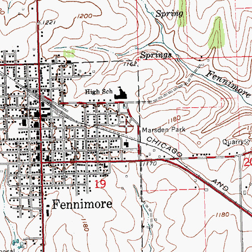 Topographic Map of Marsden Park, WI