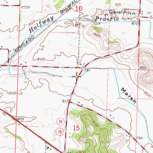 Topographic Map of Marsh Valley, WI