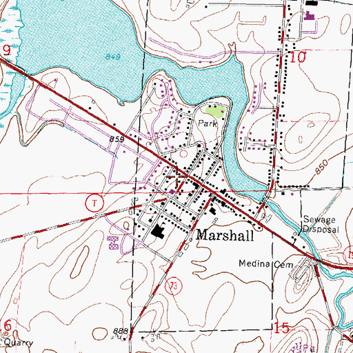 Topographic Map of Marshall, WI