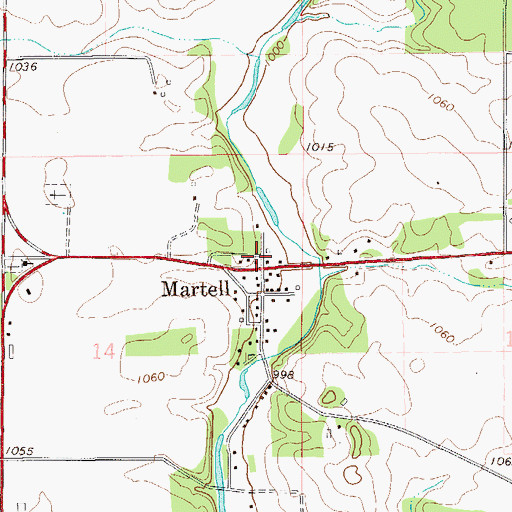 Topographic Map of Martell, WI